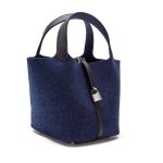Hermès Blue Nuit Feutre Wool and Black Swift Picotin Lock 22 Palladium Hardware - Image 2